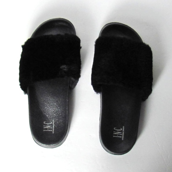 Black Faux Fur Slippers - Picture 3 of 5